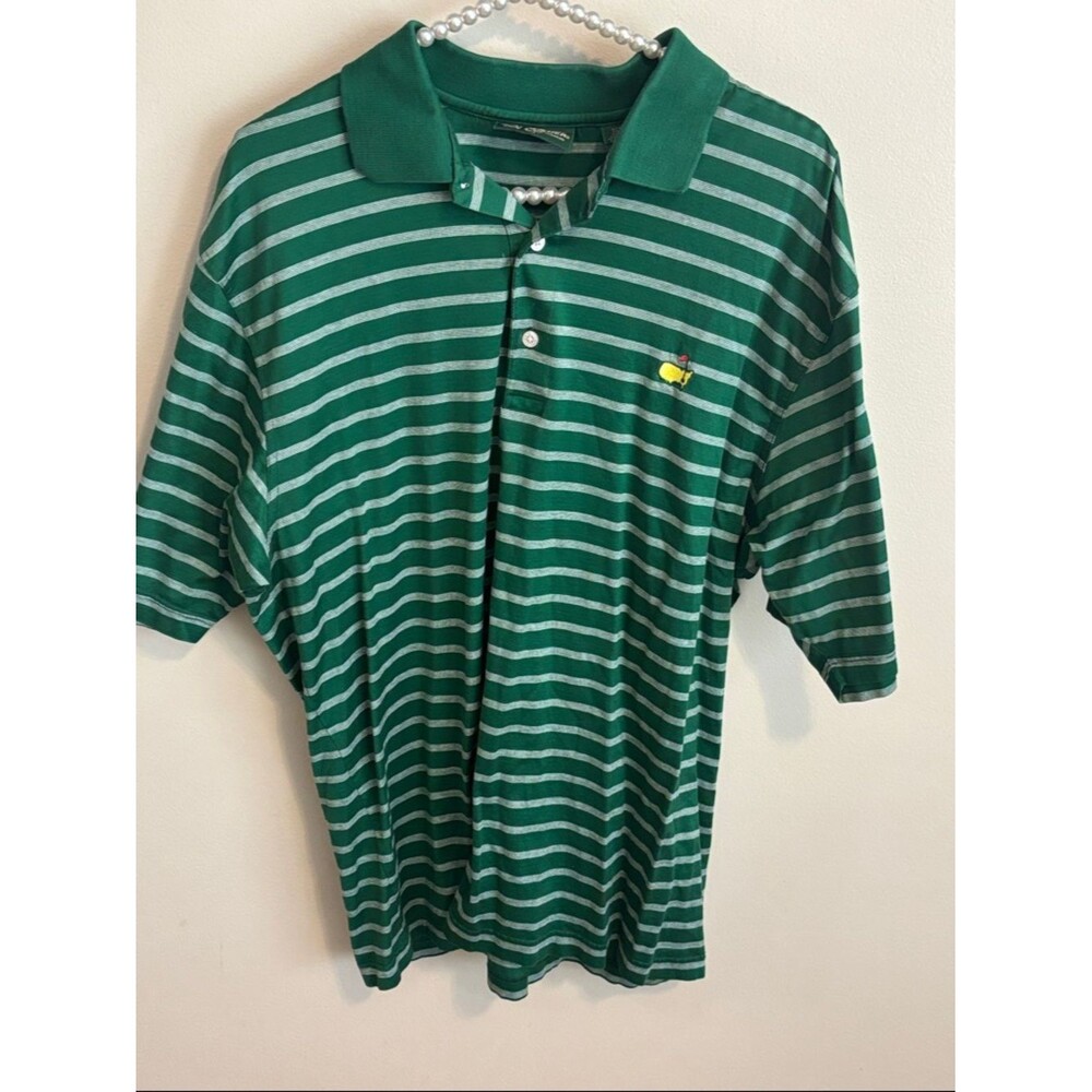 Masters Green Striped Men's Polo Shirt size large